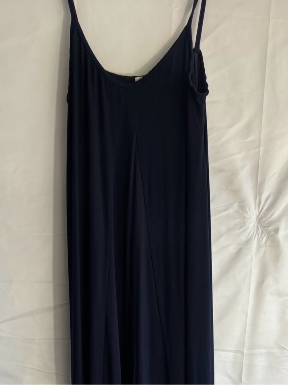 Loveappella Navy Blue Maxi Slip Dress with Spaghetti Straps